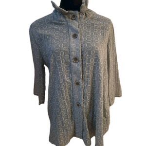Yushi M Tunic Top Notched Collar Crinkle Boxy Fit Lagen Look Abstract Artsy